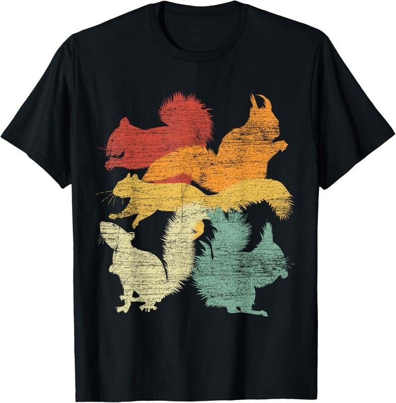 100% Cotton Retro Forest Animal Lover Gift Idea Squirrel T-Shirt
