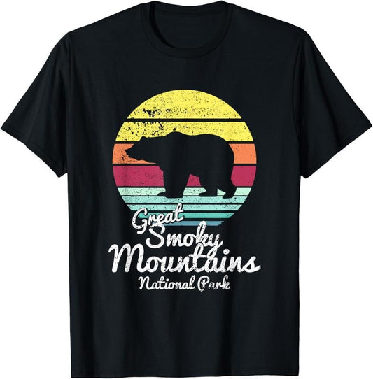 100% Cotton Retro Great Smoky Mountains National Park TN Bear T Shirt T-Shirt