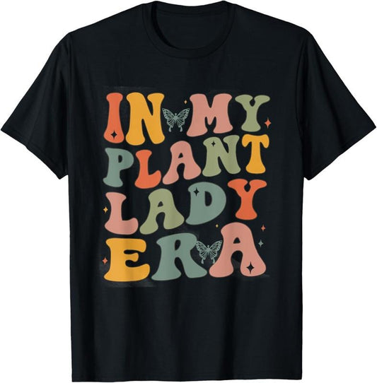 100% Cotton Retro Groovy In My Plant Lady Era Xmas Gardening Plant Mom T-Shirt