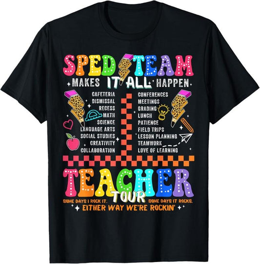 100% Cotton Retro Teacher Tour Special Education Funny SPED Teacher T-Shirt