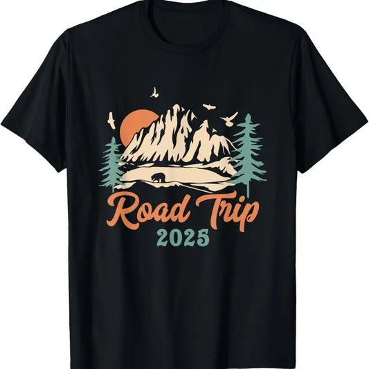 100% Cotton Road Trip 2025 Vacation Girls Trip Adventure Gift For Family T-Shirt