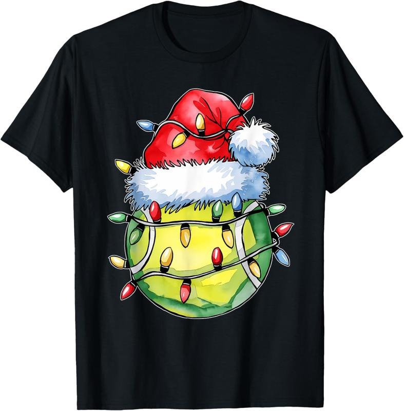 100% Cotton Santa Sports Design For Men Boys Christmas Tennis Player T-Shirt