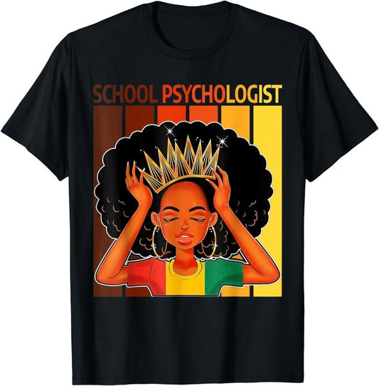 [100% Cotton]School Psychologist Afro African American Black History T-Shirt