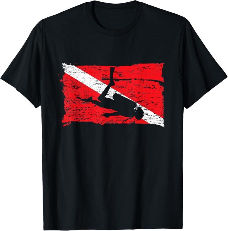 100% Cotton Scuba Diving Flag vintage Divers gift T-Shirt