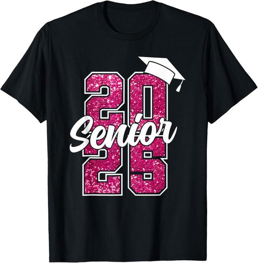 100% Cotton Senior 2025 Class Of 2025 Back To School 2025 Pink Cute T-Shirt
