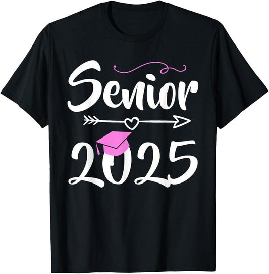 100% Cotton Senior 2025 Pink Tassel Class of 2025 Graduate Graduation T-Shirt