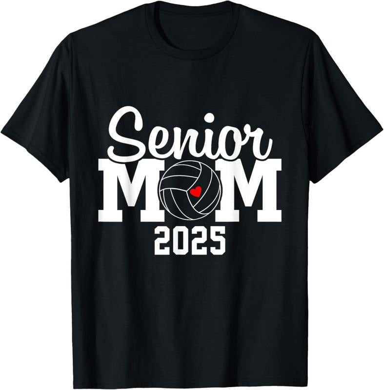 100% Cotton Senior Mom Class Of 2025 Volleyball Mom Graduation Senior 25 T-Shirt