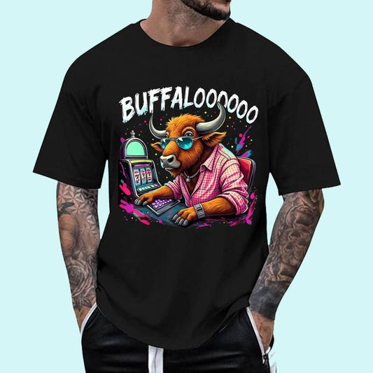 [100% Cotton Shirt] Buffalo Slot Machine Funny Casino Art Casino Lovers Costume Unisex T-Shirt