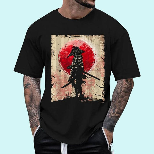 [100% Cotton Shirt] Japanese Art Samurai Vintage Fighter Retro Design Unisex T-Shirt