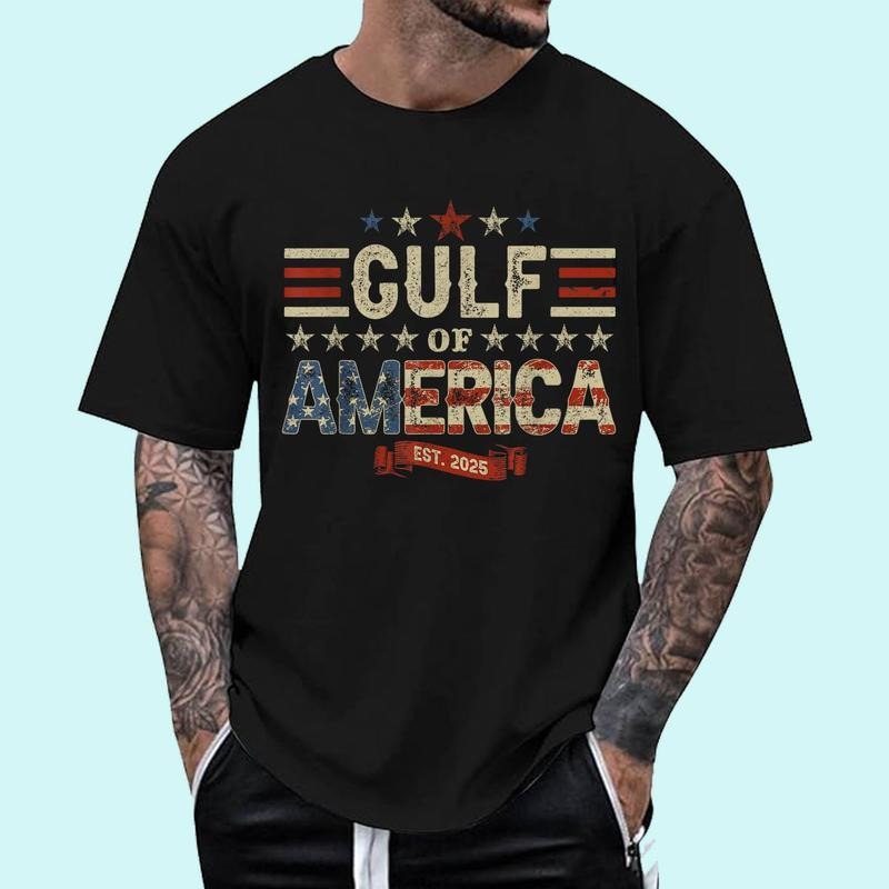 [100% Cotton Shirt] Retro Gulf Of USA America Est 2025 American Flag Gulf Mexico Unisex T-Shirt