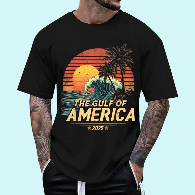 [100% Cotton Shirt] Retro Vintage Gulf Of US America 2025 American Flag Mexico Unisex T-Shirt