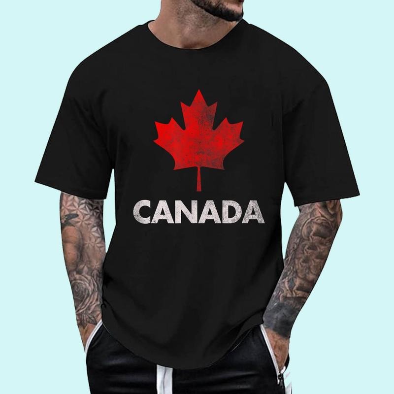 [100% Cotton Shirt] Vintage Retro Canadian Maple Leaf Canada Flag Unisex T-Shirt