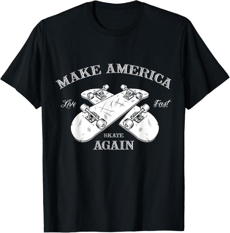 100% Cotton Skateboard Skateboarding Make America Skate Again T-Shirt