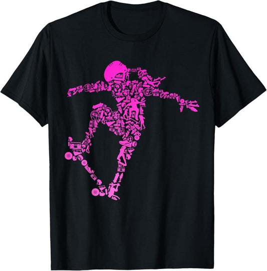 100% Cotton Skater Girl Skateboarder Girl Skateboard Gift T-Shirt