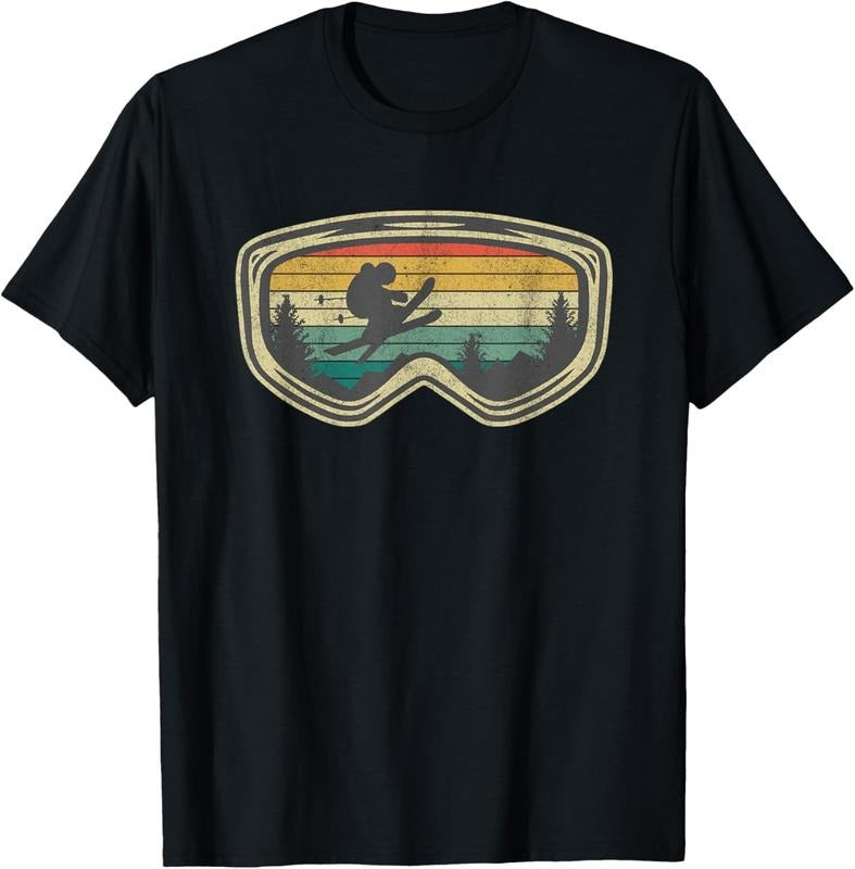100% Cotton Ski Goggles Mountain Snow Skiing Retro Winter Vacation Gift T-Shirt