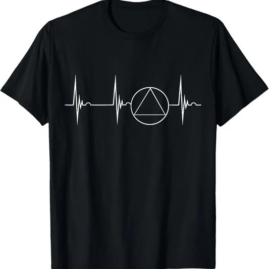 100% Cotton Sober Recover Sobriety Heartbeat EKG Pulse Abstinence T-Shirtstyle{n002}2