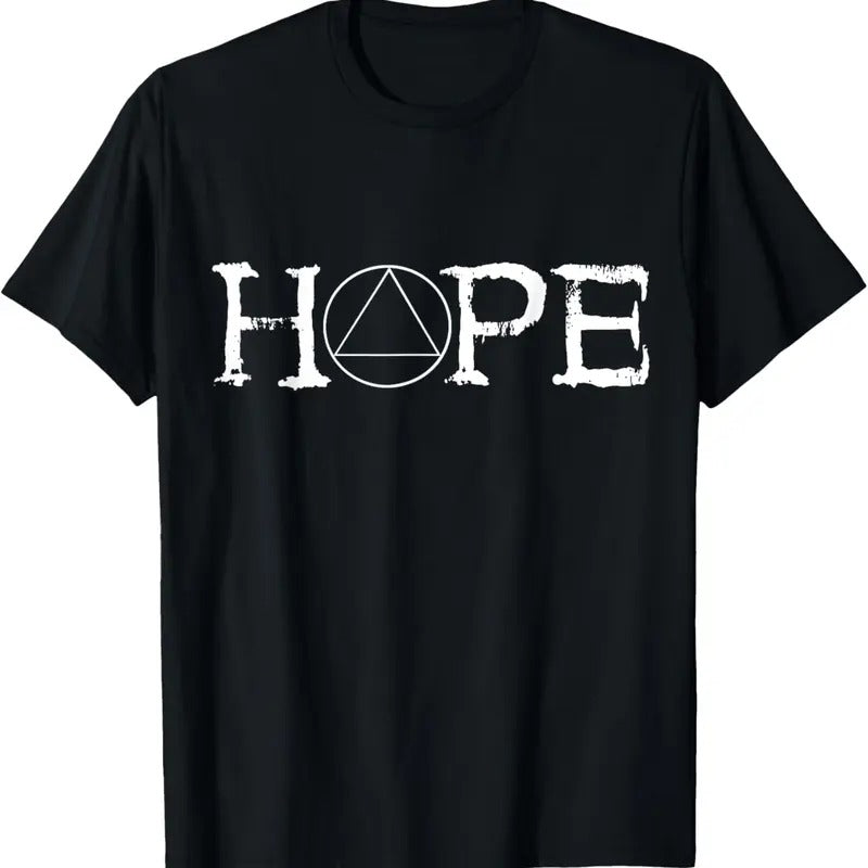 100% Cotton Sobriety Hope Recovery Alcoholic Abstinence Sober AA Support T-Shirt