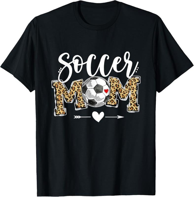 100% Cotton Soccer Mom Leopard Funny Soccer Mom Shirt Mother's Day T-Shirt