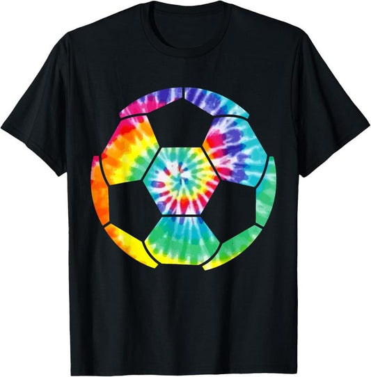 100% Cotton Soccer Player Soccer Ball Tie Dye Men Boys Girls Vintage T-Shirt
