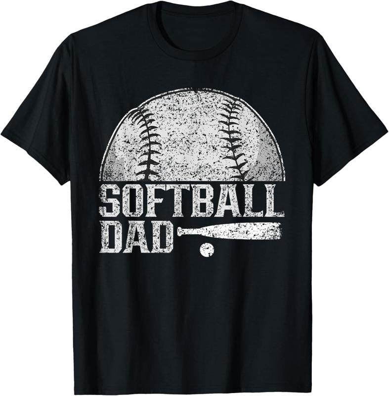 100% Cotton Softball Dad Hobby Lover Player Softballer Softball Father T-Shirt
