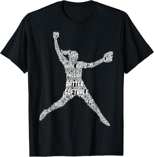 100% Cotton Softball Girls Women  T-Shirt