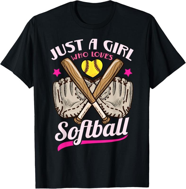 100% Cotton Softball Just a Girl Who Loves Softball Softball Player T-Shirt