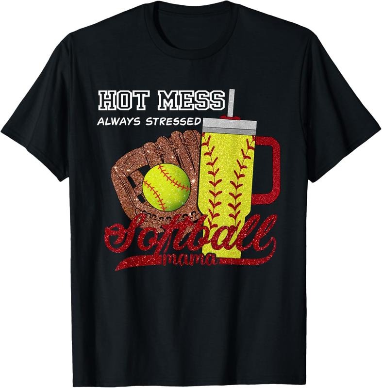 100% Cotton Softball Mom Game Day Vibes Mothers Day Women Softball Mama T-Shirt