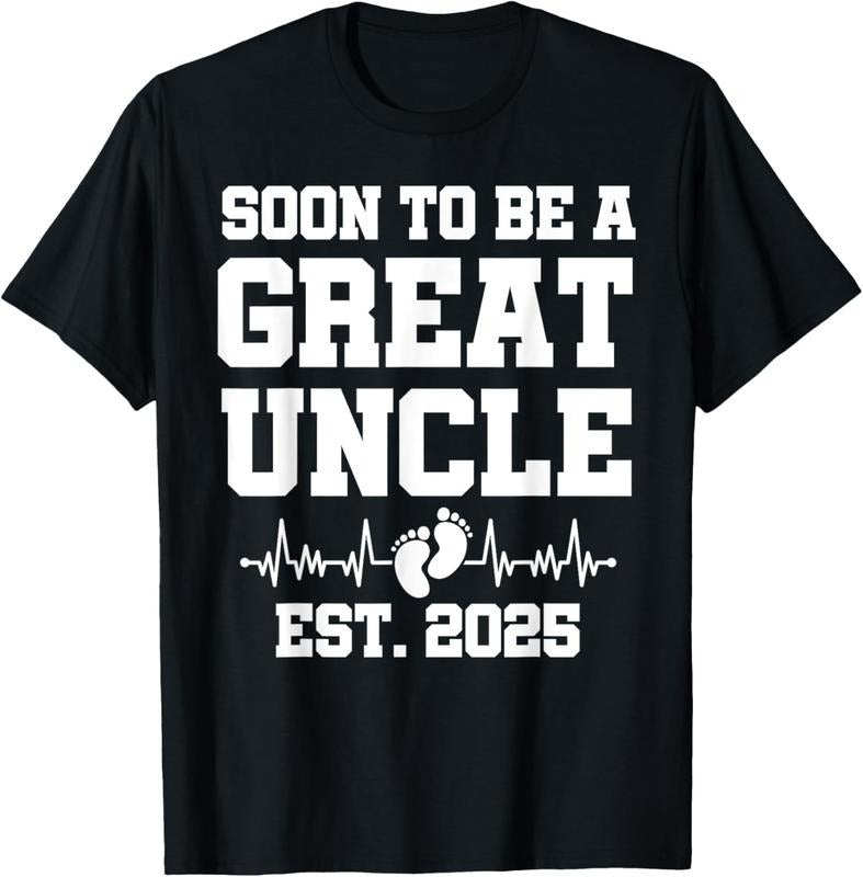 100% Cotton Soon To Be A Great Uncle Est. 2025 - Pregnancy Announcement T-Shirt