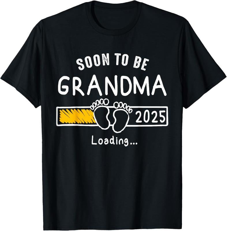 100% Cotton Soon to be Grandma 2025 Loading Promoted to Grandma 2025 T-Shirt