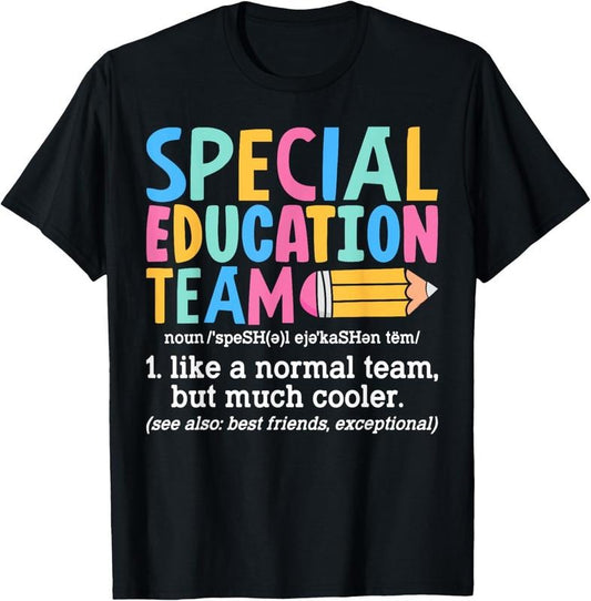 100% Cotton Special Education Team Definition Retro Ed Team Crew Teacher T-Shirt