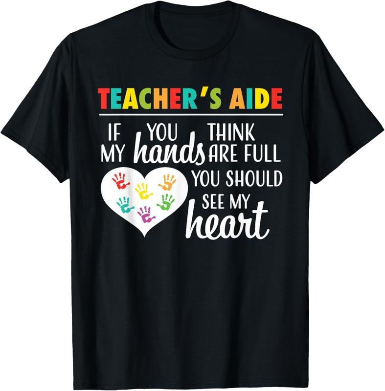 100% Cotton Teacher Aide Appreciation Cute Heart Tee for Women T-Shirt