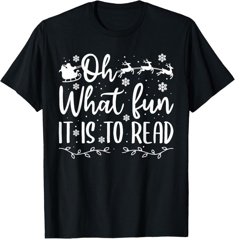 100% Cotton Teacher Christmas Shirt, Librarian Oh What Fun It Is To Read T-Shirt