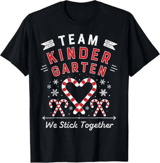 100% Cotton Team Kinder garten Christmas Candy Cane Kindergarten Teacher T-Shirt