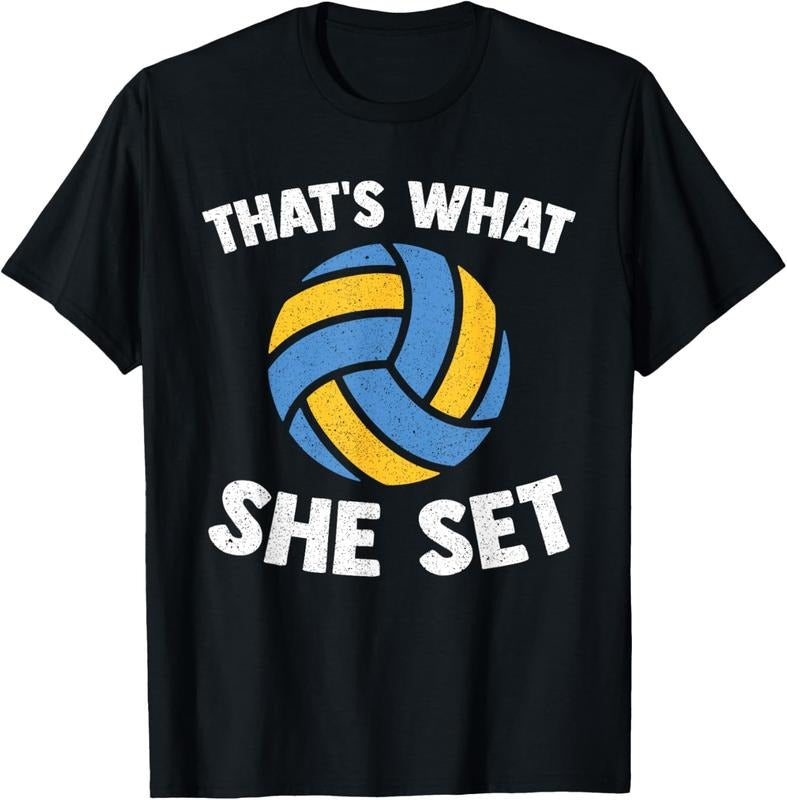 100% Cotton That's What She Set - Funny Beach Volleyball T-Shirt