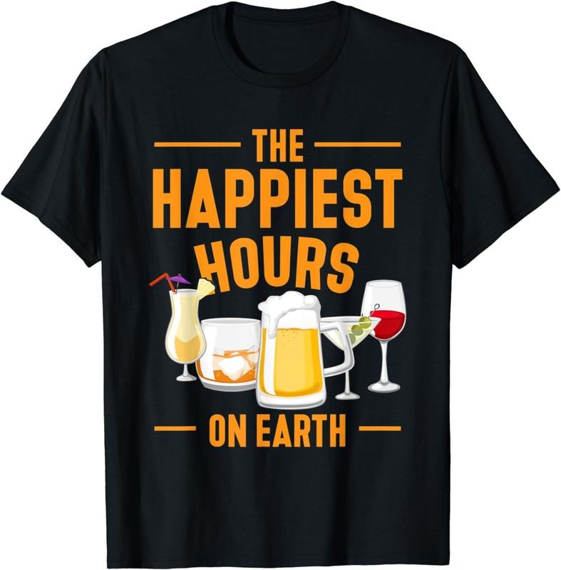 [100% Cotton]The happiest hours on earth retro design for cocktail lovers T-Shirt