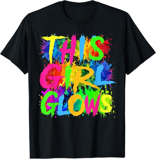 100% Cotton This Girl Glows Cute Women Girls Tie Dye Party Funny Team T-Shirt