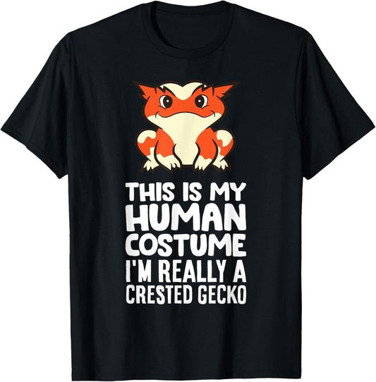 100% Cotton This Is My Human Costume I'm Really A Crested Gecko T-Shirt