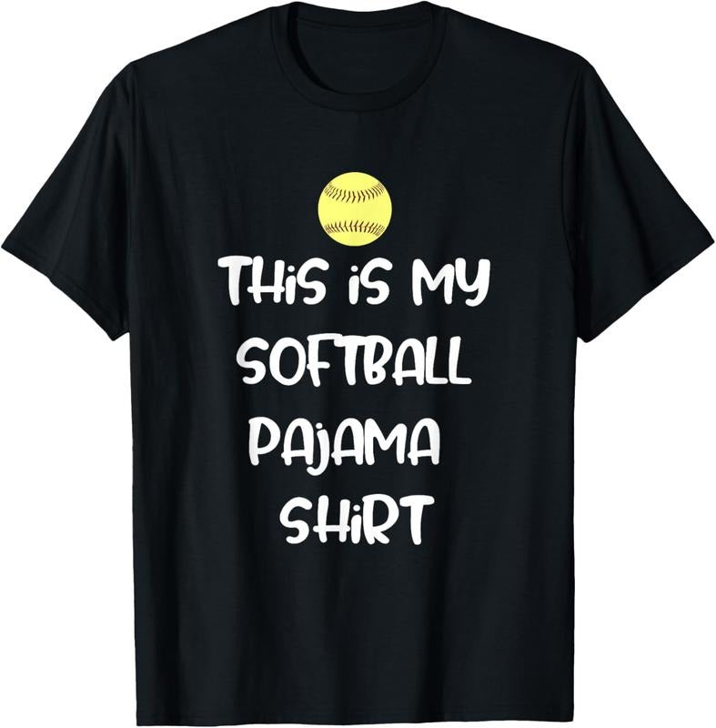 100% Cotton This is My Softball Pajama Shirt for Players Teen Girl T-Shirt