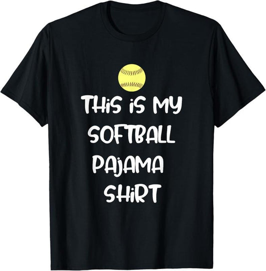 100% Cotton This is My Softball Pajama Shirt for Players Teen Girl T-Shirt