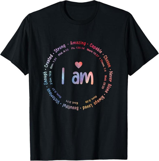 100% Cotton Tie Dye I Am Inspiration Christian Religious Bible Verses T-Shirt