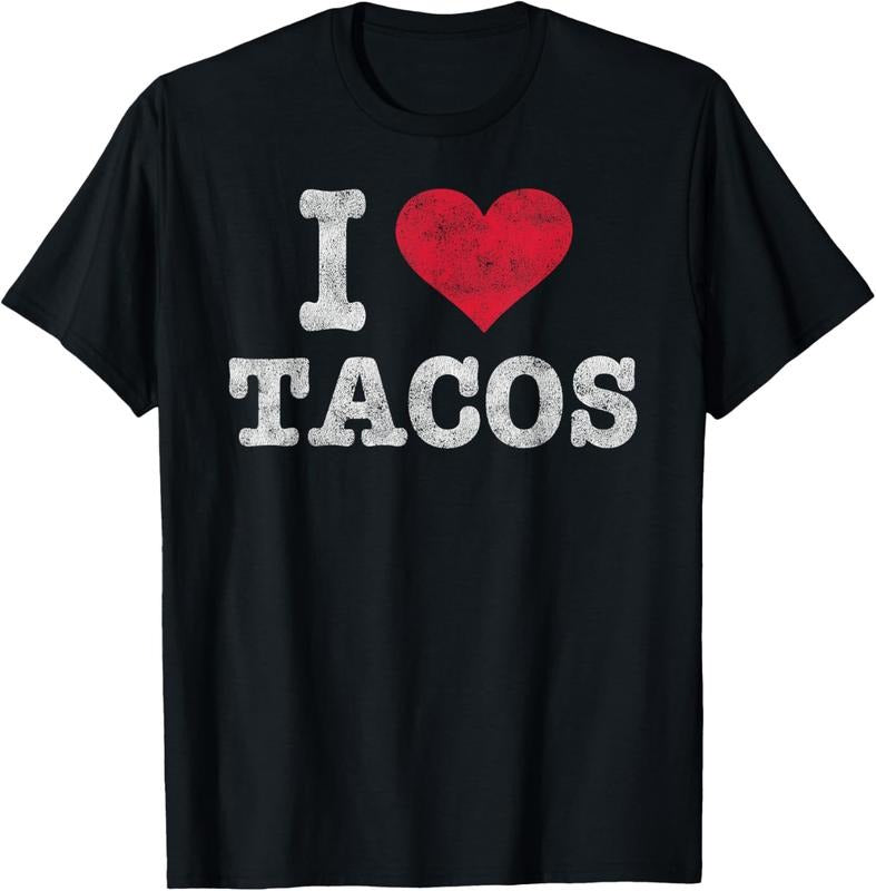100% Cotton Trendy Vintage I Love Tacos Gift T-Shirt