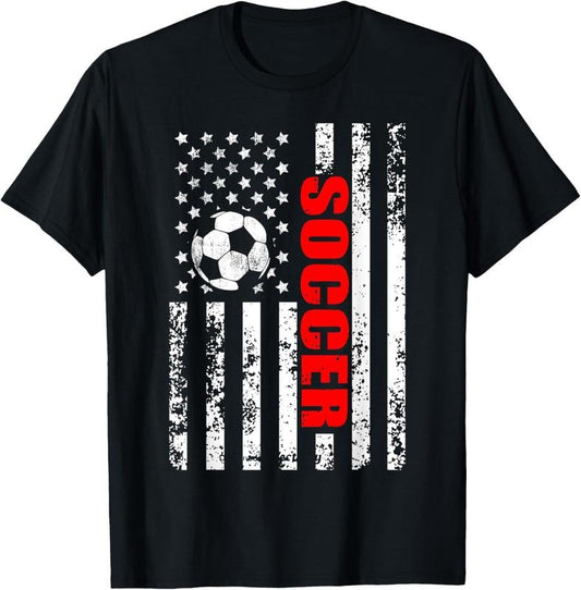 100% Cotton US American Flag Soccer Patriotic Soccer T-Shirt