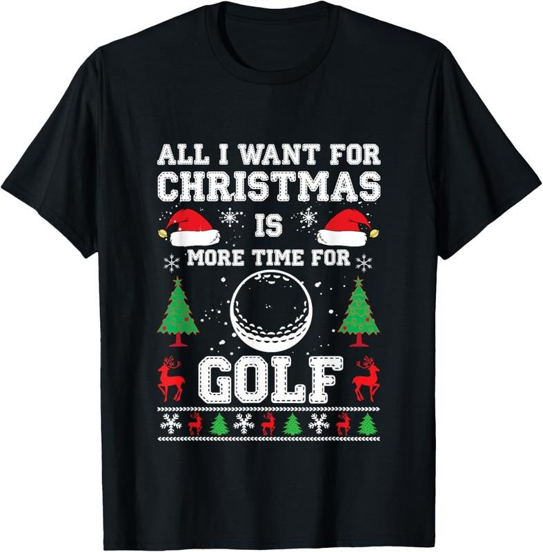 100% Cotton Ugly Christmas Shirts Men's Dry Fit Golf Xmas Holiday Gifts T-Shirt