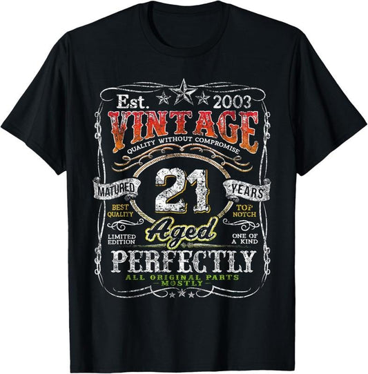 100% Cotton Vintage 2003 Limited Edition 21 year old Gifts 21st Birthday T-Shirt