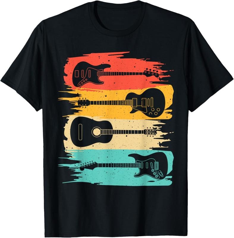 100% Cotton Vintage Guitar Gift For Men Women Music Band Guitarist Stuff T-Shirt