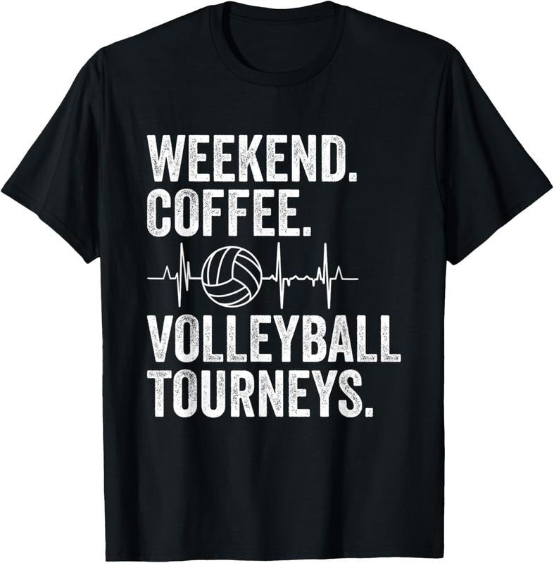 100% Cotton Vintage Weekend Coffee and Volleyball Moms Apparel T-Shirt