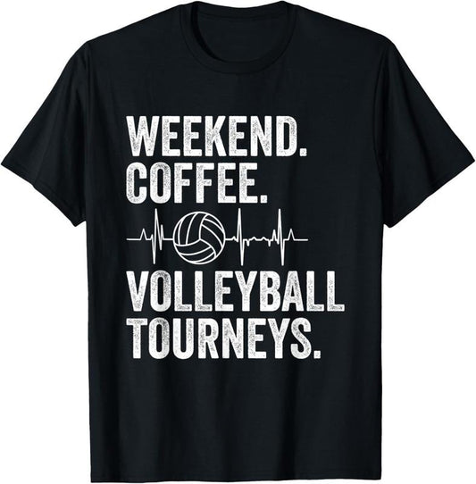 100% Cotton Vintage Weekend Coffee and Volleyball Moms Apparel T-Shirt