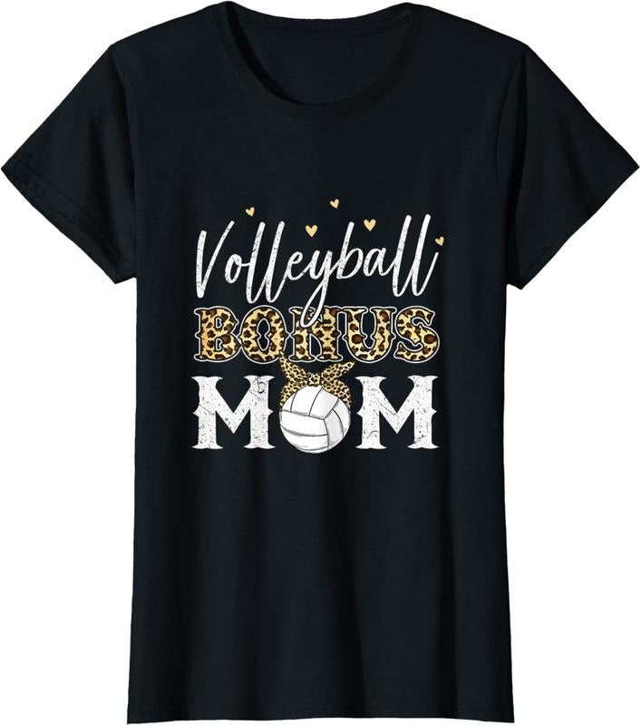 100% Cotton Volleyball Bonus Mom Step Mom Volleyball Mom T-Shirt