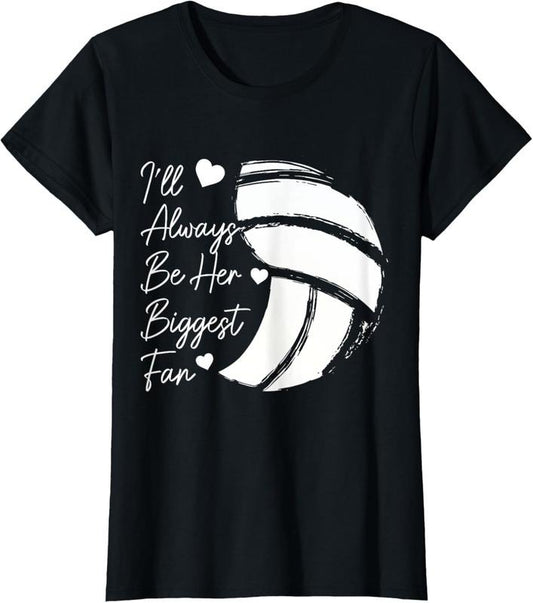 100% Cotton Volleyball Mom Her Biggest Fan Volleyball Daughter T-Shirt