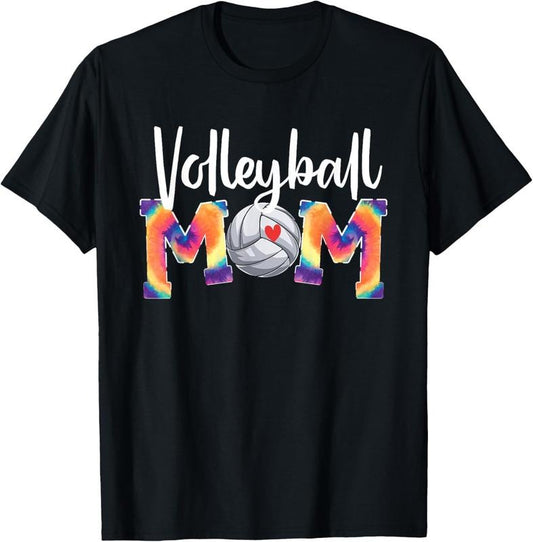 100% Cotton Volleyball Mom Tie-Dye Funny Volleyball Love for Women T-Shirt